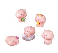 Gissroys Lot de 5 figurines miniatures de cochons de dessin animé pour les amateurs de bricolage, affichage de bureau, accessoires de paysage, figurines d'animaux créatives en PVC