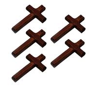 Gissroys Lot de 5 pendentifs en forme de croix en bois à suspendre - Décoration pour la maison, l'église, prière, cadeau, bijoux religieux