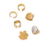 Gissroys Lot de 6 bagues en alliage réglables à thème punk pour joint ou doigt - Ensemble de bijoux unisexe - Parfait pour les tenues - Style tendance - Combo