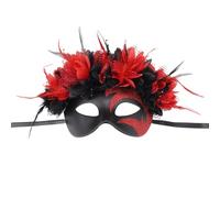 Gissroys Masque pour les yeux à plumes pour Halloween Demi-visage pour femmes Halloween Lunettes Accessoires Carnaval