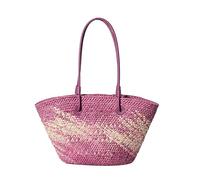 Gissroys Mode Femmes Sac à Bandoulière Tissé pour Femmes Avec Espace De Stockage Suffisamment Pour Plage Vacances Contraste Couleur Panier à Main en Paille Basket Sac à Main Femme Tissé, lilas