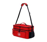 Gissroys Organisateurs médicaux faciles à voyager Sac de rangement Design double couche pour les urgences en famille Voyage à la maison Équipement de stockage Bandoulière réglable Kit de premiers