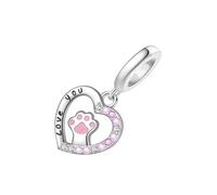 Gissroys Pendentif en forme de cœur en forme de chat, patte, chiot, tortues, breloque en argent inspiré des animaux de compagnie, bijoux délicats pour amateurs d'animaux, jolie breloque de sac à dos