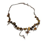 Gissroys Pendentif unique en pierre naturelle soleil en acier inoxydable chaîne de clavicule pour une utilisation quotidienne et des occasions de soirée pour femmes mode chaîne de lame de clé, taille