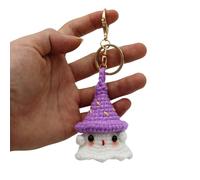 Gissroys Porte-clés coloré fait à la main au crochet pour Halloween - Accessoire élégant pour clés ou sac - Fait à la main, Chapeau violet, taille unique