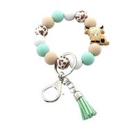 Gissroys Porte-clés tendance en forme de vache des hautes terres en silicone avec glands, pendentif pour usage quotidien, accessoire de porte-clés, vert, taille unique