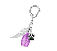 Gissroys Porte-clés urne ailé pour animal de compagnie - Bijou commémoratif - En acier inoxydable - Avec support de protection pour la crémation - Perte d'animal de compagnie - Porte-clés ailé