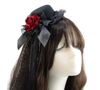 Gissroys Punk Ruban Bowknot Petite Décoration de Cheveux avec Fleurs de Rose Décors Fascinateur pour Cosplay Fêtes et Événements à thème Femmes Chapeau de Mode