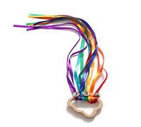 Gissroys Rainbow Hand Kite Ribbon Baguette magique avec cloches Ruban arc-en-ciel sensoriel Bébé Hochet Jouet à main Cerf-volant