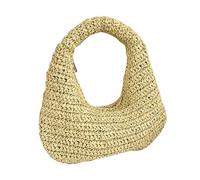 Gissroys Sac de plage léger fait main pour femme Sac à main en paille Mode Vocation Top pour les aventures en plein air Sac de plage, beige