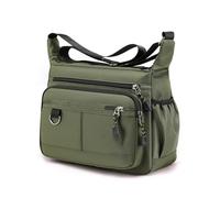 Gissroys Sac fourre-tout Oxford multi-poches pour homme Grande capacité Sac à main décontracté Sac de travail Sac à main à bandoulière avec plusieurs poches, vert militaire