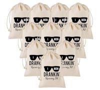 Gissroys Sacs à cordon de lavage réutilisables pour fête après avoir bu ensemble événement de mariage fête prénatale multi-usage sacs de fête en lin, Blanc., 10x14cm