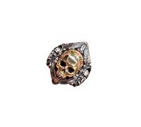 Gissroys Style rétro Bague Tête de Mort Ajustement Réglable Perles Cuivre Inspiration Vintage Designs Faits à la Main Tête de Mort Anneaux Unisexe Bijoux Cadeau, comme décrit