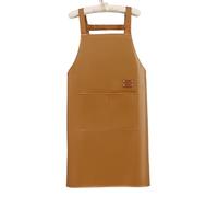 Gissroys Tablier réglable en cuir PU avec poche - Résistant à l'huile - Pour la cuisine et le nettoyage de la cuisine - Réglable, Jaune abricot, taille unique