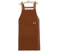 Gissroys Tablier réglable en cuir PU avec poche Tablier résistant à l'huile pour la cuisine à la maison et la cuisine, nettoyage, cuisson réglable, Marron cuivré., taille unique