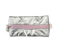 Gissroys Trousse à crayons haute capacité avec nœud imprimé nœud papillon - Trousse de couleur métallique - Organisateurs portables - Trousse de maquillage - Motif cœur, Argent (Silver), Little