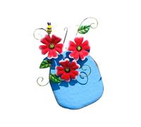 Gissroys Vase en fer peint à la main - Vase d'art mural en métal - Accessoires décoratifs résistants aux intempéries - Décoration murale pour clôture de jardin - Art rural