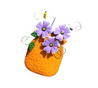 Gissroys Vase en fer peint à la main - Vase d'art mural en métal - Accessoires décoratifs résistants aux intempéries - Décoration murale pour clôture de jardin - Art rural