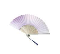 Gissroys Ventilateur à main Gradient Style chinois Éventails en soie et bambou avec pompons pour spectacles de danse et événements spéciaux