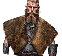 Gissroys Wariour Cape Shawl Chevalier médiéval Épaulettes Halloween Larp Cosplay Costume Viking, marron, taille unique