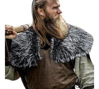 Gissroys Wariour Cape Shawl Chevalier médiéval Épaulettes Halloween Larp Cosplay Costume Viking, Noir et blanc deux, taille unique
