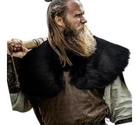 Gissroys Wariour Cape Shawl Chevalier médiéval Épaulettes Halloween Larp Cosplay Costume Viking, Noir , taille unique