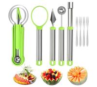 GisWell Ensemble d'outils de fruits 9 pièces, coupe-melon multifonctionnel, 3 en 1 en acier inoxydable pour cuisine et fête, parfait pour pastèque et autres fruits