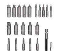 GisWell Lot de 22 extracteurs de vis, extracteurs de vis, pour vis endommagées, avec extension de porte-embout magnétique polie individuellement (argenté)