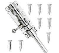 GisWell Verrou de porte coulissant en acier inoxydable 304 avec trou pour cadenas, 8 vis de fixation, pour clôture de grange, abri de jardin, cave (20 cm, argenté)