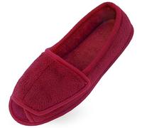 Git-up Chaussons Femme en Mousse à Mémoire Confortable Respirante Bout Ouvert Peluche Chaud Antidérapage Maison Pantoufles pour Intérieur et Extérieur, Rouge 8