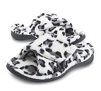 Git-up Chaussons Femme Mousse à Mémoire avec Support de l'arche Ajustable Crochet et Boucle Diabétique Large Bout Ouvert Pantoufles de Maison Extérieur et Intérieur, Blanc 8/9