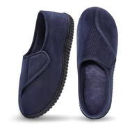 Git-up Chaussons Homme en Mousse à Mémoire Hiver Chaud Chaussures Intérieur Extérieur Semelle en Caoutchouc Antidérapante Maison Pantoufles, Bleu 13N