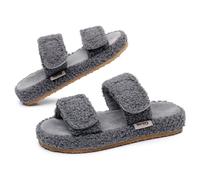 Git-up Chaussons pour femmes avec soutien de la voûte plantaire et fermeture à boucle et crochets réglable, semelle en EVA durable, Gris 36/37
