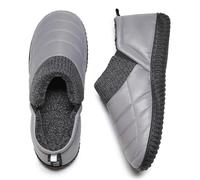 Git-up Chaussons pour hommes en mousse à mémoire de forme avec empiècements élastiques, chauds et tricotés, chaussures d'intérieur/extérieur avec semelle antidérapante, Gris 12