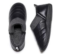 Git-up Chaussons pour hommes en mousse à mémoire de forme avec empiècements élastiques, chauds et tricotés, chaussures d'intérieur/extérieur avec semelle antidérapante, Noir 8