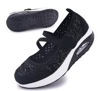 Git-up Femmes Confortable Travail Infirmière Chaussures Antidérapantes Réglable Respirant Walking Buffer Fitness Casual Nursing Orthèse Baskets Légères, PaillettesNoir 40