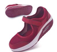 Git-up Femmes Confortable Travail Infirmière Chaussures Antidérapantes Réglable Respirant Walking Buffer Fitness Casual Nursing Orthèse Baskets Légères, Rouge 39