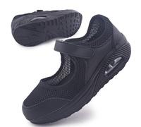 Git-up Femmes Confortable Travail Infirmière Chaussures Antidérapantes Réglable Respirant Walking Buffer Fitness Casual Nursing Orthèse Baskets Légères, Noir 36