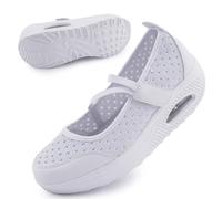 Git-up Femmes Confortable Travail Infirmière Chaussures Antidérapantes Réglable Respirant Walking Buffer Fitness Casual Nursing Orthèse Baskets Légères, PaillettesBlanc 44