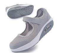 Git-up Femmes Confortable Travail Infirmière Chaussures Antidérapantes Réglable Respirant Walking Buffer Fitness Casual Nursing Orthèse Baskets Légères, Gris 36