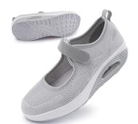 Git-up Femmes Confortable Travail Infirmière Chaussures Antidérapantes Réglable Respirant Walking Buffer Fitness Casual Nursing Orthèse Baskets Légères, Maille-Gris 44