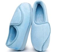 Git-up Pantoufles Diabétiques en Mousse à Mémoire de Forme pour Femmes Arthrite Œdème Chaussons Confortables Réglables Bout Fermé, Blue 11