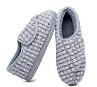 Git-up Pantoufles Diabétiques en Mousse à Mémoire de Forme pour Femmes Arthrite Œdème Chaussons Confortables Réglables Bout Fermé, PPM-Gris 9