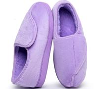 Git-up Pantoufles Diabétiques en Mousse à Mémoire de Forme pour Femmes Arthrite Œdème Chaussons Confortables Réglables Bout Fermé, Violet 9.5