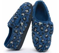 Git-up Pantoufles Diabétiques en Mousse à Mémoire de Forme pour Femmes Arthrite Œdème Chaussons Confortables Réglables Bout Fermé, LeopardBlue 6