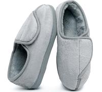 Git-up Pantoufles Diabétiques en Mousse à Mémoire de Forme pour Femmes Arthrite Œdème Chaussons Confortables Réglables Bout Fermé, Gray 10