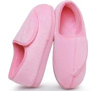 Git-up Pantoufles Diabétiques en Mousse à Mémoire de Forme pour Femmes Arthrite Œdème Chaussons Confortables Réglables Bout Fermé, Rose 8.5