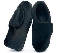 Git-up Pantoufles Diabétiques en Mousse à Mémoire de Forme pour Femmes Arthrite Œdème Chaussons Confortables Réglables Bout Fermé, Noir 7.5