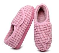 Git-up Pantoufles Diabétiques en Mousse à Mémoire de Forme pour Femmes Arthrite Œdème Chaussons Confortables Réglables Bout Fermé, PPM-Rose 10