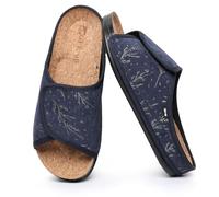 Git-up Sandales à Semelle Intérieure en Liège pour Femmes, Pantoufles de Soutien de la Voûte Plantaire Ouverte Réglables, Semelle Extérieure Antidérapante intérieur/extérieur, Bleu 39